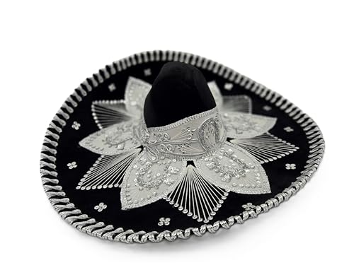 Mariachi Sombrero, Black & Silver, Adult Size