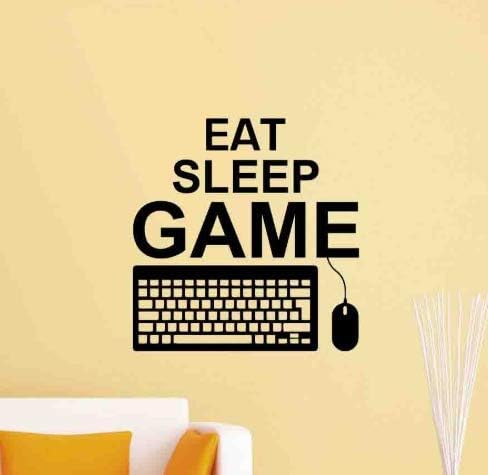 Wall Sticker eat Sleep Game Gaming Wall Decal Keyboard Mouse Controller Gamer Playroom Boy Bedroom Decor
