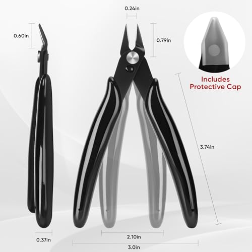 5 Inch Flush Cutters, 2 Pack Micro Wire Cutters, Zip Tie Cutter - Image 3