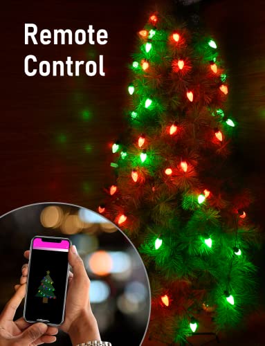 Smart C9 Christmas Lights Outdoor Work With Alexa Google Assistant 33Ft, Voice App Control 20 Scenes Rgb Color Changing String Lights, Timer Waterproof Extendable For Christmas Tree Party Decorations #TOP4