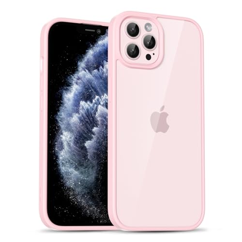 uvcoat for iPhone 11 Pro Case Clear, Cute Transparent 11 Pro Phone Case Hard Shell & Soft Silicone Bumper & Clear Back, Acrylic Plastic TPU Non Yellowing Phone Cover for Women, Light Pink