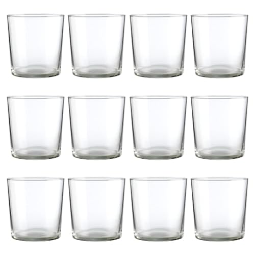 Acan Tradineur - Caja de 12 Vasos Modelo Pinta - Capacidad de 355 ML - Fabricado en Vidrio Resistente - Apto para lavavajillas - Tamaño Aprox: Ø 8,3 x 8,8 cm - 12 Uds Total.