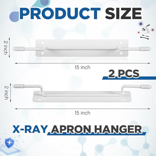 Image of Zonon 2 Pcs X-Ray Apron Hanger 15 x 2 Inch White Coated Apron Rack for X-Ray Radiation, Stainless Steel, Wall Mount