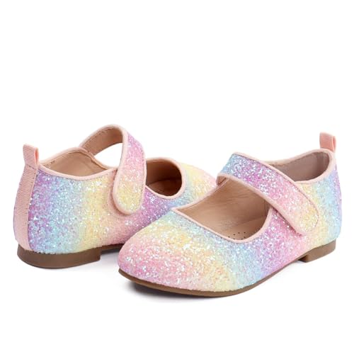 Adamumu Girl'S Glitter Dress Shoes Toddler Party Sparkly Princess Shoes Rainbow Mary Jane Shoes Colorful Ballet Flats In Wedding Casual Wearing thumb #2