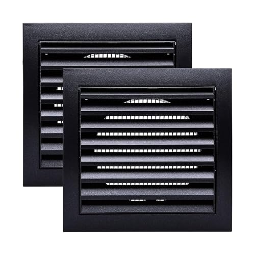 Vent Systems 4'' Inch Anthracite Pack of 2 Louvered Air Vent Covers and Bathroom Exhaust Vents, Dryer Vent Cover Keeps Out Insects, Birds and Rodents