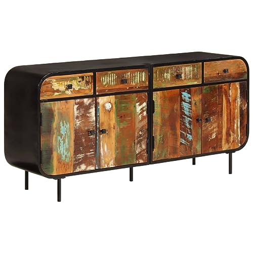CKioict Aparador para salón, comedor, armario, pasillo, aparador, 140 x 35 x 70 cm, madera maciza y metal, para entrada, pasillo, salón