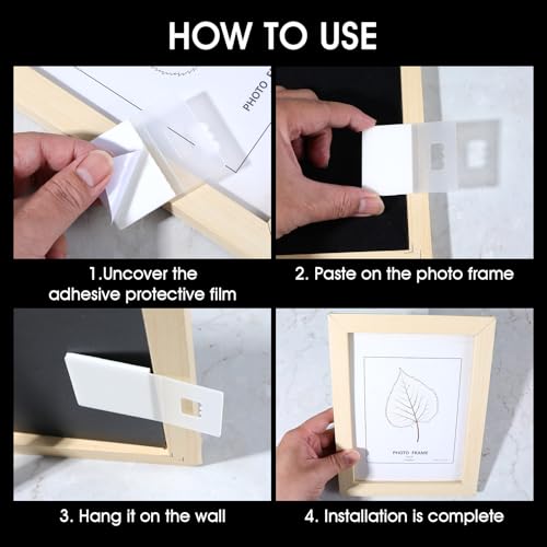 Image of 20Pcs Adhesive Picture Hanger, Foamboard Hanging Hooks Without Nails, Plastic Clear Sawtooth Picture Hangers for Back of Frames, Sticky Hangers for Poster Art Picture Photo Frame Bathroom