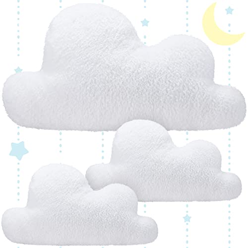 Image of Unittype 3 Pcs Clouds Shaped Throw Decorative Pillows Cute Soft Cloud Pillows White Waist Rest Cushion Lovely Floor Cushion Reading Pillows 2 Size Girls Kids Cloud Pillow (23.6 Inch, 15 Inch)