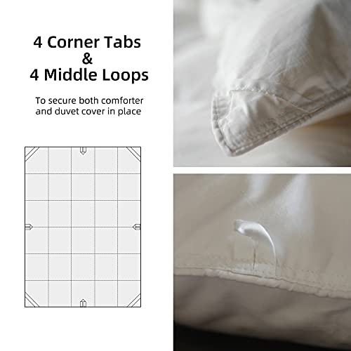 Royoliving Premium Heavyweight Greyduck Feathers Down Comforter Queen Full Size Thickened Solid White 100% Cotton Cover Down Proof Winter Duvet Insert With Corner Tabs, 60 Oz #TOP4