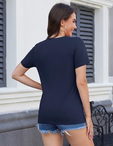 MAGCOMSEN Women's V Neck Tops Summer UPF 50+ Short Sleeve Shirts Basic Tees Casual Soft T Shirts 2025 Trendy Clothes4