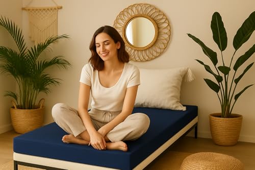 Image of ATOOTFUSION Orthopedic High-Density HR Foam Mattress | High-Resilience (HR) Dual-Sided Foam | Single Size Bed Mattress - 3-Year Warranty (Navy Blue, 72X35X5 Inches)