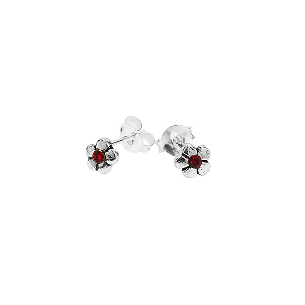 Orecchini Celtico Fiore Rosso NKlaus | Argento Sterling 925 Fatto In Germania | Gioielli Etnici