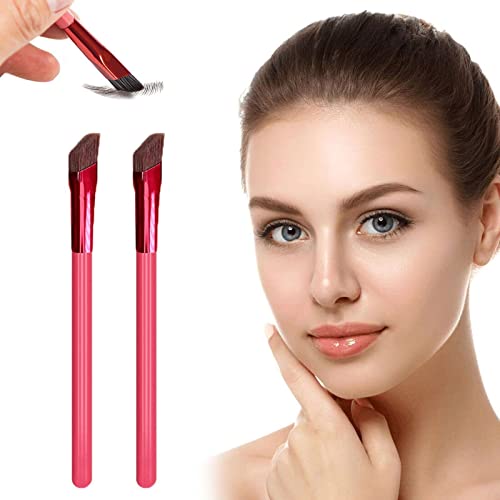 2 Stücke Augenbrauen Bürste, Brauenbürsten für Augenbrauen, Ultradünner abgewinkelter Eyeliner-Make-up-Pinsel, Augenbrauen Concealer Contour Brush, Multifunctional Eyebrow Brush Cover