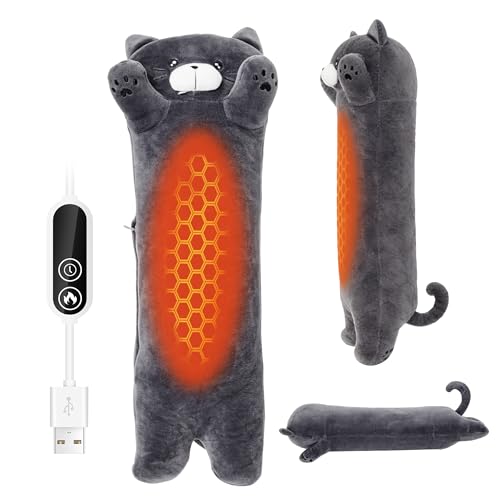 Image of Noodle Cat Heating Pad Plush,USB Electric Heated Long Cat Gift for Women