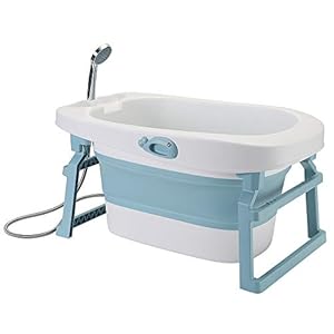 Supfine YE2530 Babybadewanne Faltbar Blau-Weiß