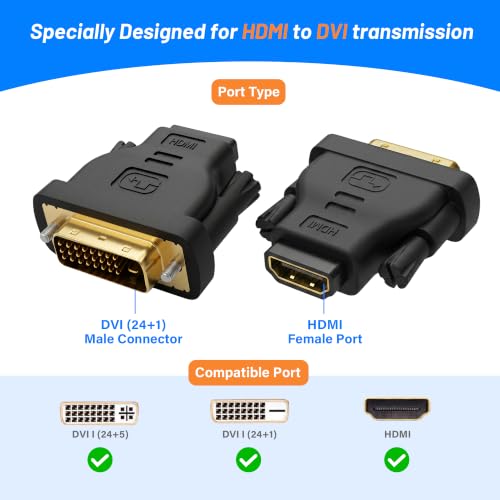 Adaptador HDMI hembra a DVI macho componentes de vídeo digital pack 10 conectores 3