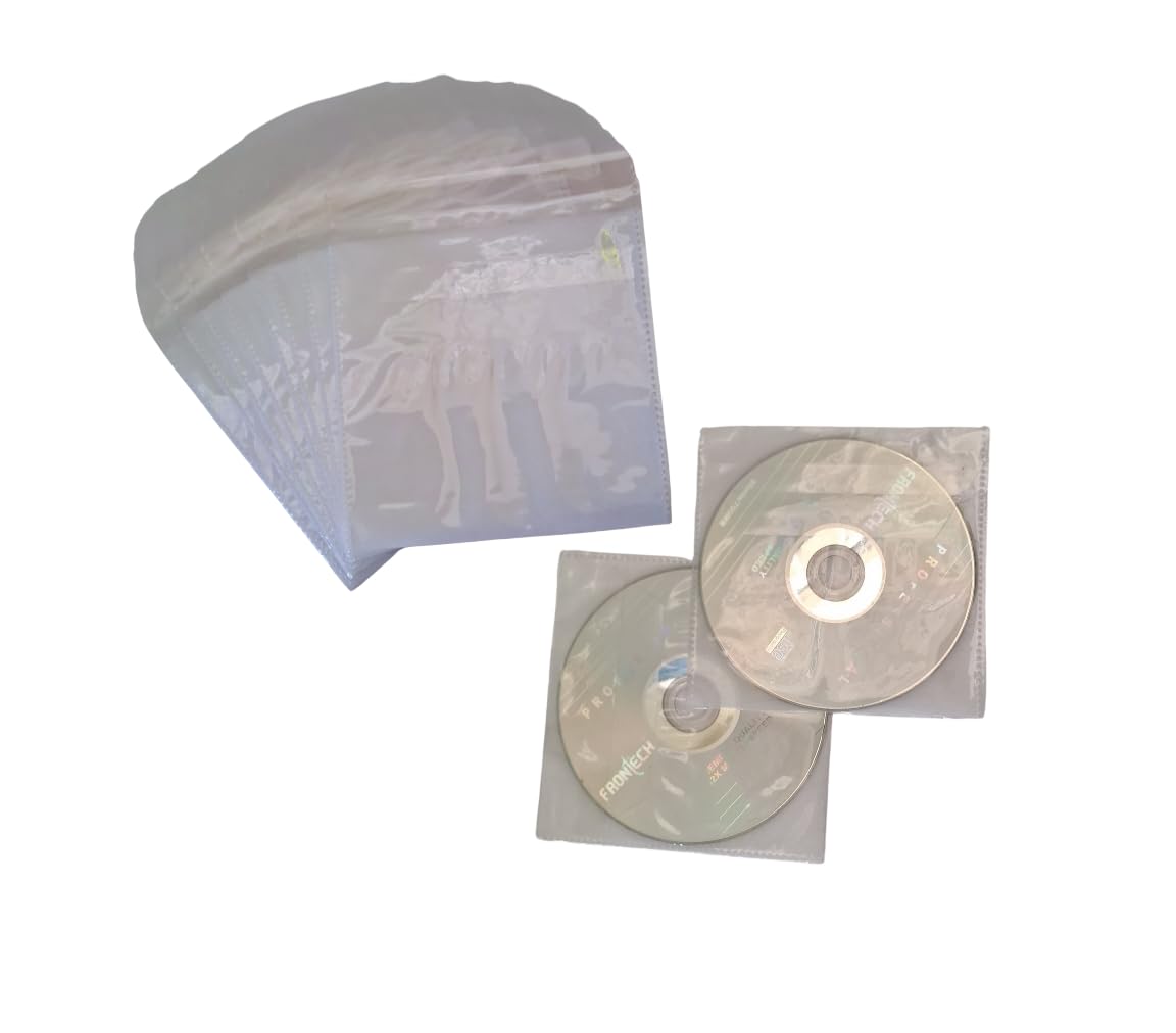 CD DVD Covers | Double Pocket CD Pouches | Durable Plastic Disc Holders | Transparent (50)