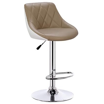 CHAIRWALE Hazel Swivel High Counter Bar Stool Without Armrest & Square Back Leather Cushion,Height Adjustable Bar Chair Suitable for Kitchen Reception Food Court Study Dining Pub's (White-Camel:B7330)