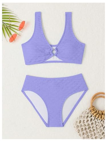 Image of SOLY HUX Girl's V Neck Ring Linked Bikini Sets Bathing Suits Two Piece Swimsuit