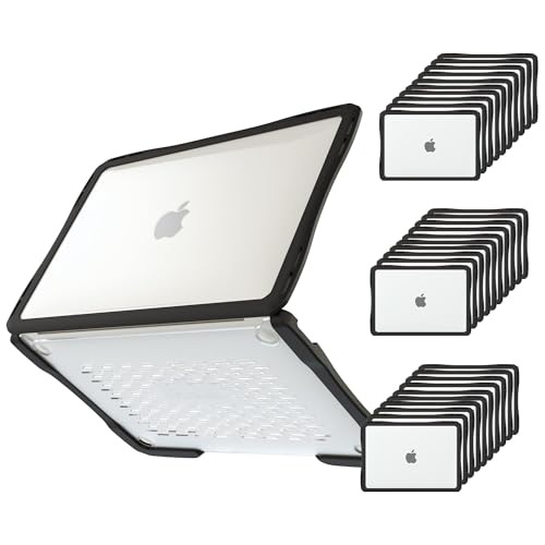 UZBL Air Hard Shell Case for MacBook Air 13 Inch M4, M3, M2, Student-Proof K-12 Protective Clear Cover (30-Pack)