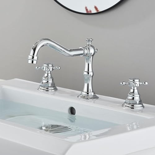 Grifo de baño de mango cruzado retro color oro para un aseo elegante
