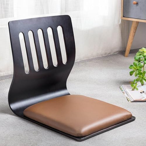 Silla japonesa de madera para meditación, para TV y lectura, cómodo asiento de lectura con ventana de bahía
