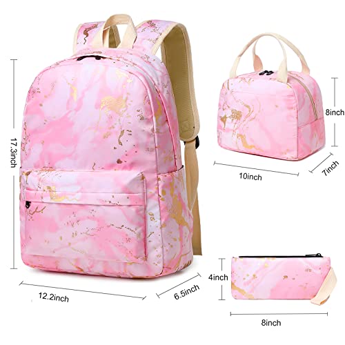 Bluboon Teen Girls School Backpack Kids Bookbag Set With Lunch Box Pencil Case Travel Laptop Backpack Casual Daypacks (Pink) #TOP3