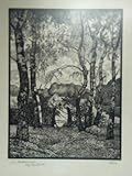  Im Hochsommer, bei Unterlüß am Bahndamm (Böcker Nr. 50) - Holzschnitt, original Handdruck