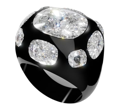 Bague dôme Monaco Gun Metal - Anneau large bombé gris anthracite pour femme et homme