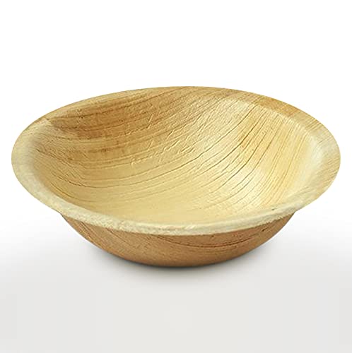 Palm Naki Round Palm Leaf Bowls (40 Count) - Disposable Dinnerware, Compostable and Biodegradable Bowls (4.5" Bowls)