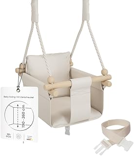 MAMOI® Schommel baby hout + VEILIGHEIDSGORDEL | 190-260cm Plafondhoogteverstelling | Baby schommel set voor kinderen | Sch...