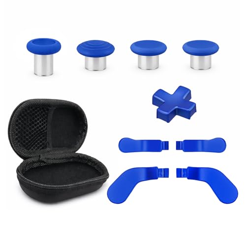 Elite Series 2 Paddles Accessories, Metal Thumbsticks Replacement Buttons for Xbox One Elite Series 2 Core, 9 in 1 Component Pack Includes 4 Joysticks, 4 Paddles and 1 Dpad(Blue)