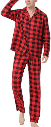 BZSFW Matching Family Christmas Pajamas Set, Classic Buffalo Plaid Holiday PJs Button Down Sleepwear for Adults Kids 3 41uWZP6NXzL. AC
