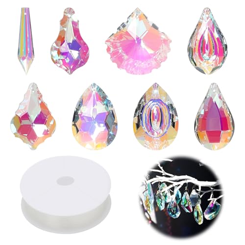 8 Pezzi Acchiappasole Cristallo da Appendere, Acchiappasole Fai da Te,