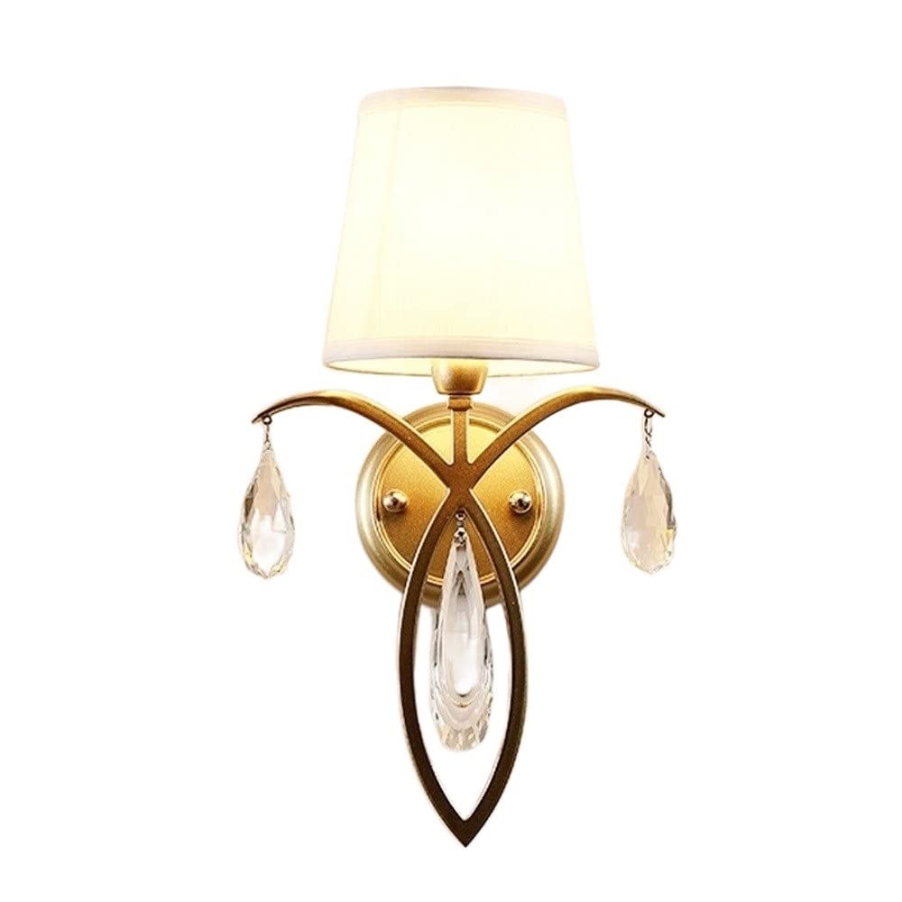 HPTHLY Wall Mounted Light Simplicity Wall Mounted Wall Lamp Wall Sconce,Wall Lantern Wall Light Crystal Pendant Cloth Shade Brass Room Art Decor Fixtures Li