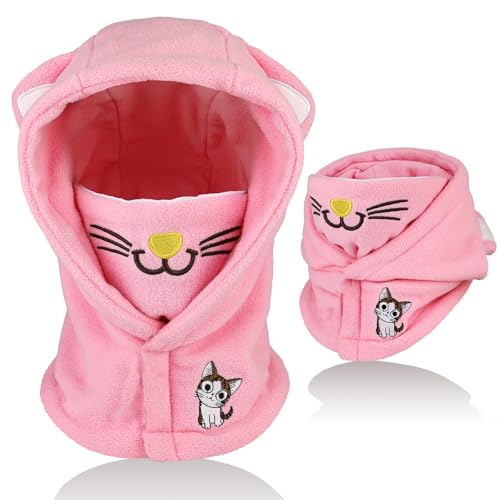 AYPOW Cagoule d'hiver Thermique pour Enfants 4-12 Ans, Multifonction Coupe-Vent Masque de Ski, Bonnet en Polaire Chaude, Casquette Cache-Cou Tour de Cou écharpe pour Garçons Filles Plein Air