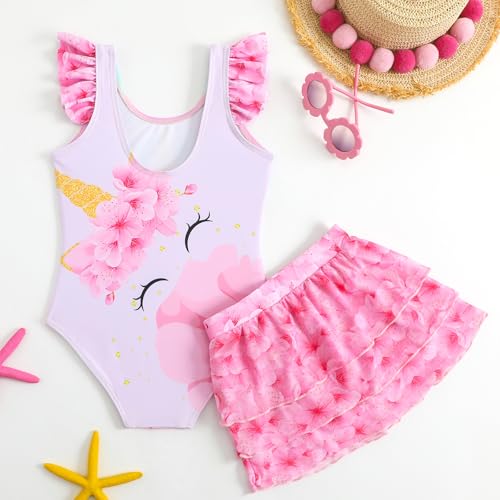 Toddler Girl Swimsuit With Skirt Cover Up Bathing Suit For Kids Girl One Piece Swimsuit Beach Outfit2