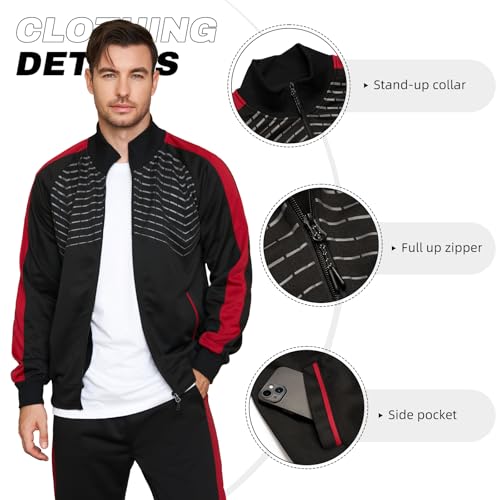 Image of LBL Leading the Better Life Men's Sweat Suit 2 Piece Outfit Casual Contrast Sports Jogging Tracksuits Set