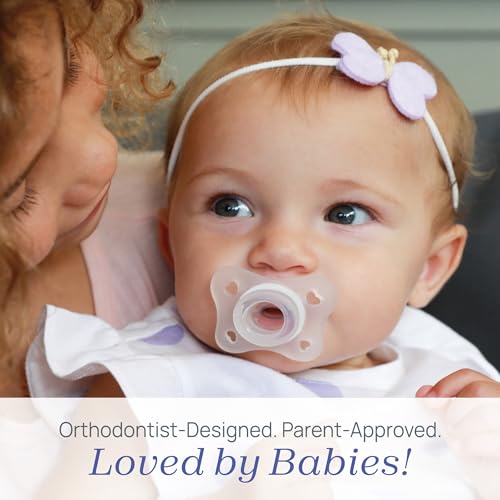 Image of Chicco PhysioForma Mini Orthodontic Pacifier for Babies 0-2 Months, Ultra Light & Small, 100% Soft Silicone, Supports Breathing, One-Piece Design, Included Sterilizing Case, BPA Free, 2-Pack, Clear