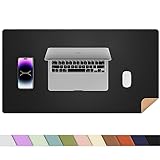 AFIING Dual-Sided Desk Pad, Natural Cork & PU Leather, Desk Mat Protector Non-Slip, Waterproof, Easy Clean,Large Mouse mats for Office and Home Work(Black, 31.5'x17')