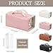HLUYUST Large Capacity Makeup Bag Organizer - Premium PU Leather Cosmetic Case with 4 Removable Dividers & Dual Handles | Waterproof Lay-Flat Design Travel Toiletry Bag for Women(PINK)