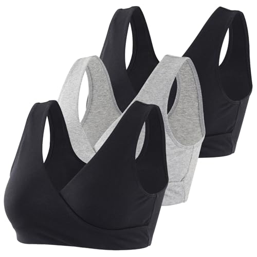 Image of Topwhere Women's Cotton Wireless Sleep Bra for Nursing and Maternity