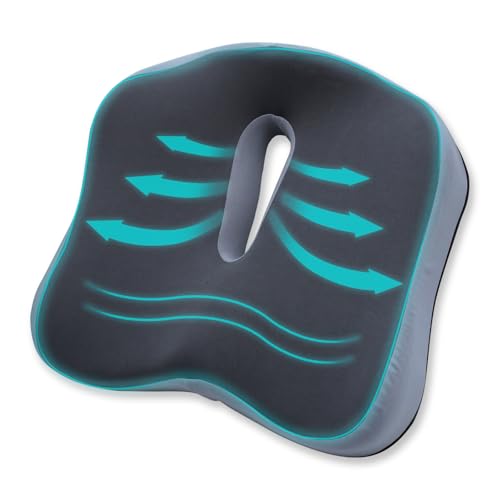 Vlecexs Cuscino per Sedile, Memory Foam Cuscino Ergonomico Sedia Ufficio, Cuscino Ortopedico Seduta per Coccige,...