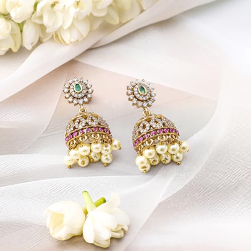 Image of Rubans AD Zircon Festive Choker Set with Earrings for Women
