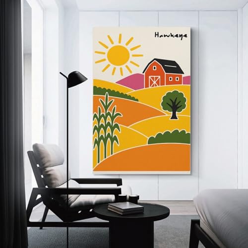 Hawkeye Iowa Farm Landscape impression d'art affiche murale nature 50x75