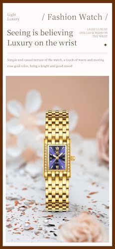 Image of OLEVS Watch for Women Stylish Analog Quartz Luxury Gold Stainless Steel Strap Diamond Black Dial Elegant Casual Ladies Watch