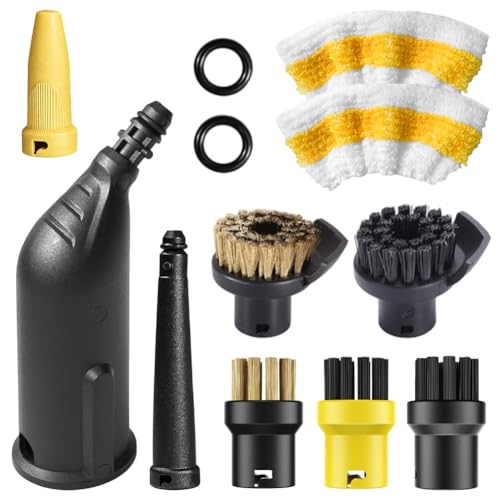 12 Stück Dampfreiniger Zubehör für Kärcher Dampfreiniger SC1/SC2/SC3/SC4/SC5, Handdüse Ersatzteile Set Inklusive Verlängerte Düse, Gebogene Düse, Kleine Rundbürste, Siegel und Mikrofasertuch