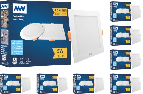 Image of NW 5W Roaster Square LED Panel Light | Concealed Ceiling Downlight | False Ceiling Recessed Light | Energy Efficient | High Brightness | 2 Year Warranty | Light Color- Warm White (Pack of 8)