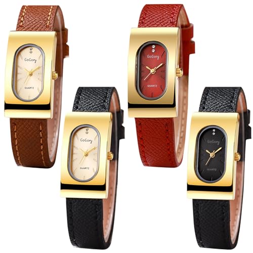 Montre carrée quartz rétro en cuir crocodile rouge et noir haut de gamme