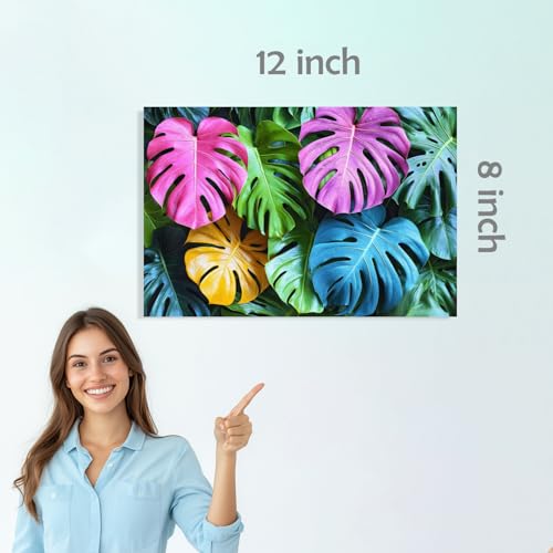 Image of SiddArtify Tropical Botanical Wall Art Prints Set - Colorful Plant Poster Decor for Living Room Bedroom Office - 8x12 inch Board Pack of 6